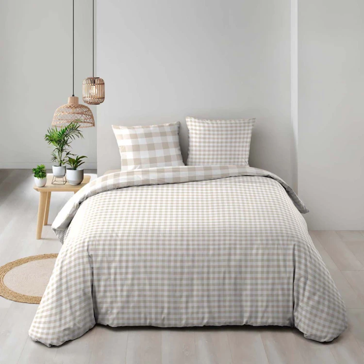 Juego de cama de 3 piezas de algodón a cuadros funda + fundas de almohada
