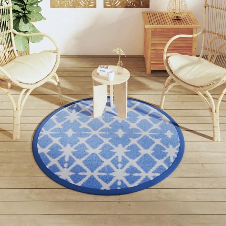 Tapis rond extérieur réversible tissage jacquard graphique