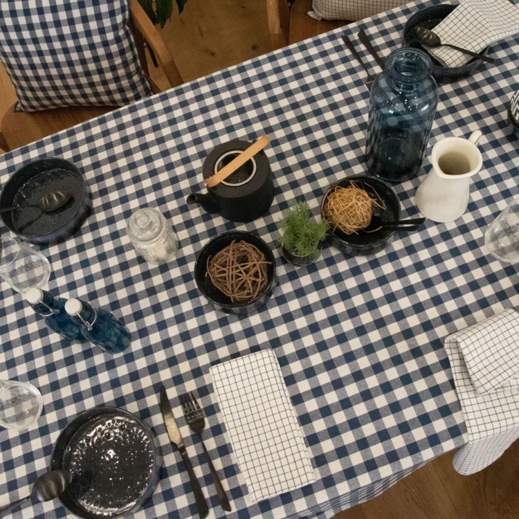 Toalha de mesa retangular em Vichy 100% algodão