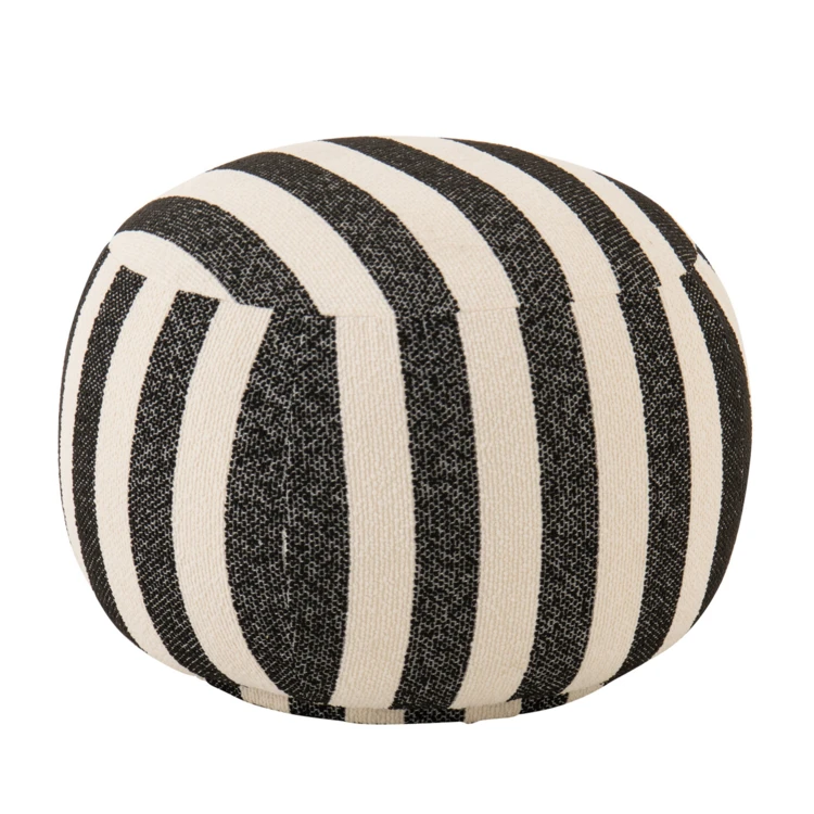 Pouf rond en tissu rayé