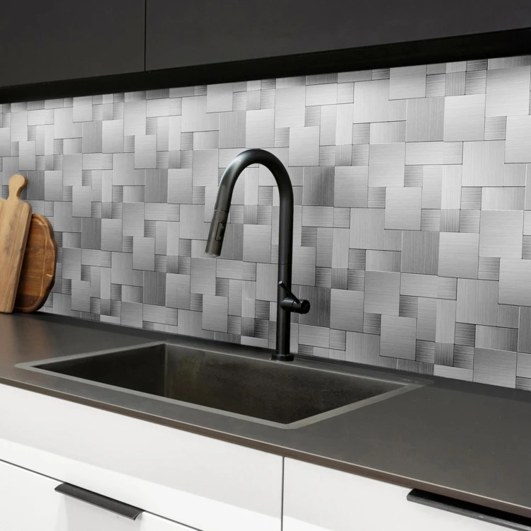 Lot de 4 crédences adhésives murales 3D effet tressé