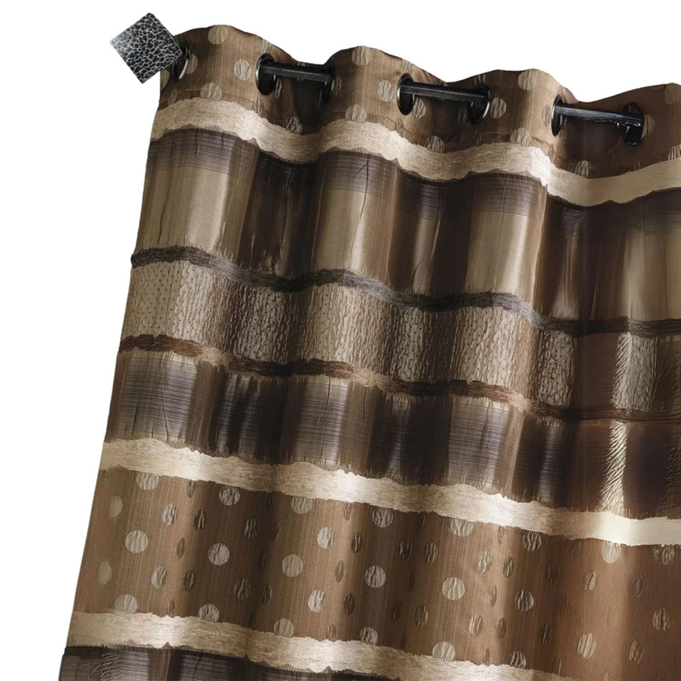 Cortina em jacquard com bolinhas e riscas
