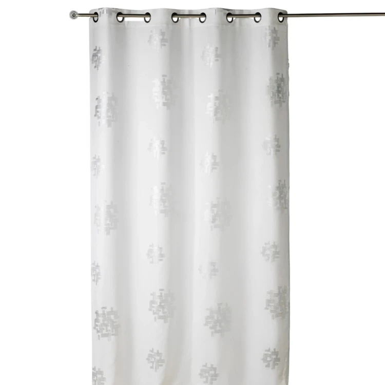 Cortina de shantung com estampado prateado