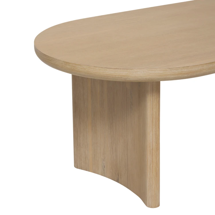 Table basse aspect bois avec plateau ovale