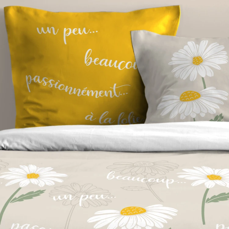 Conjunto de 3 peças de roupa de cama de algodão com margaridas: capa + fronhas