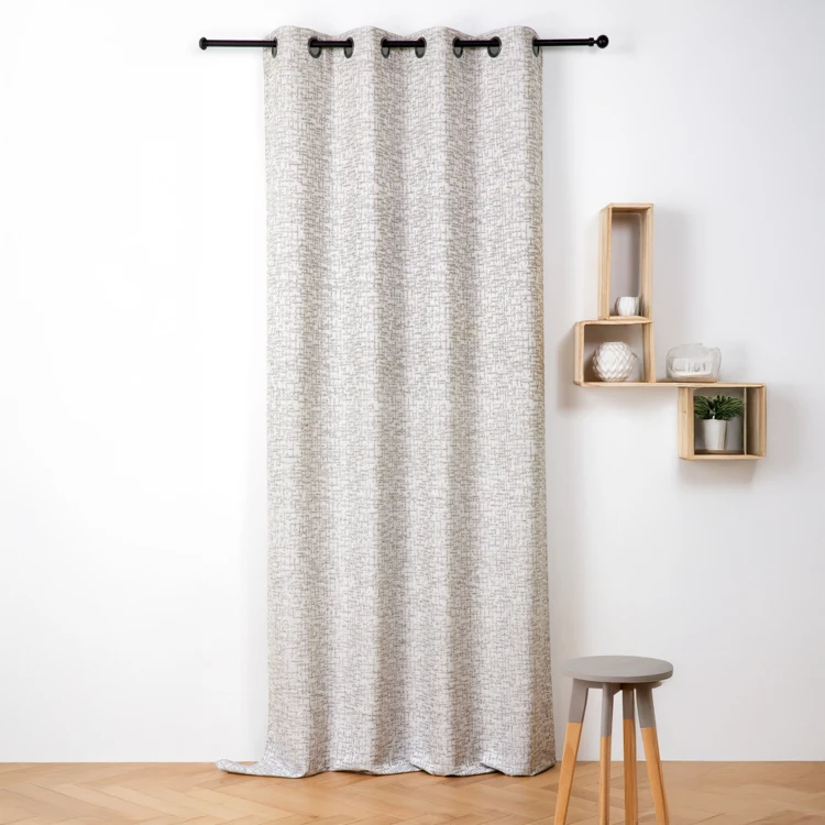 Rideau jacquard à oeillets effet tweed
