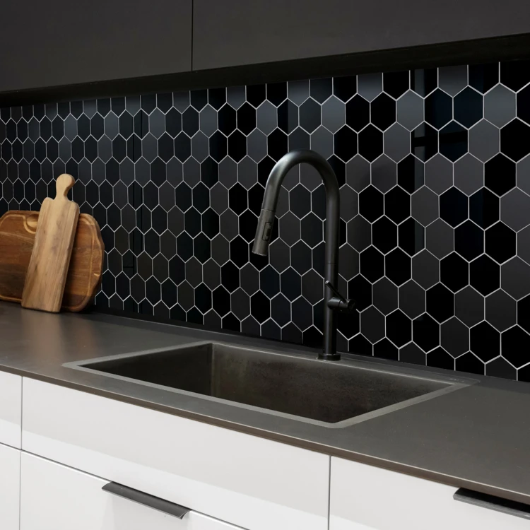 Lot de 4 crédences adhésives murales 3D effet carrelage hexagonal