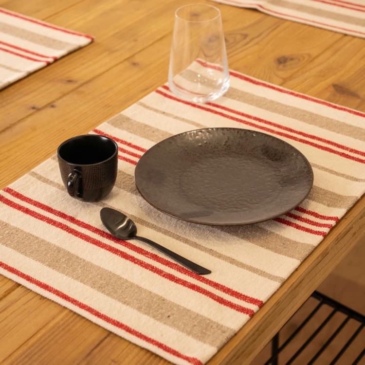 Set de table en coton épais rayures