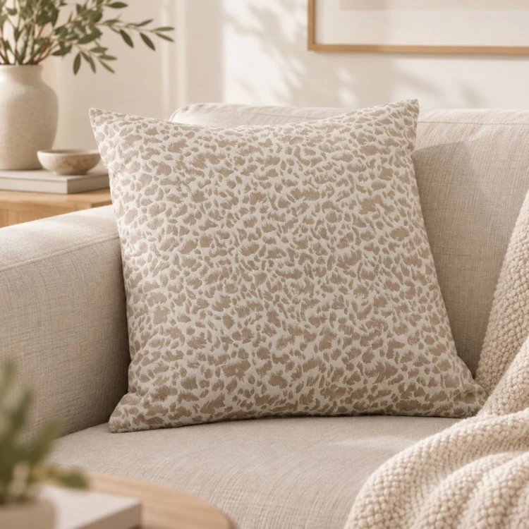 Coussin jacquard abstrait texturé style naturel