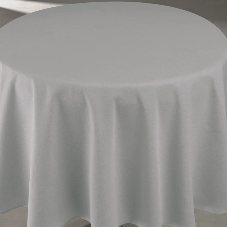 Mantel impermeable antimanchas efecto lino para mesa redonda