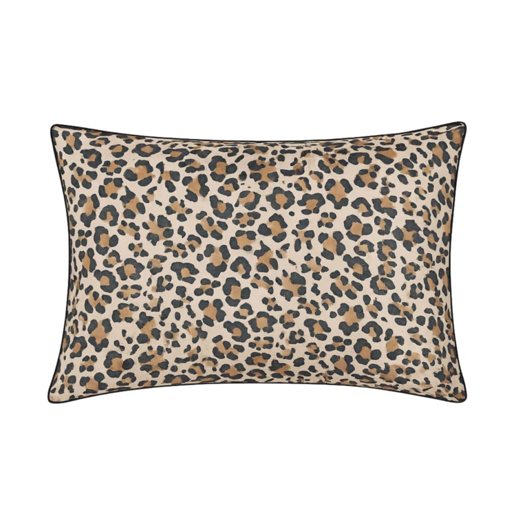 Taie d’oreiller percale de coton léopard
