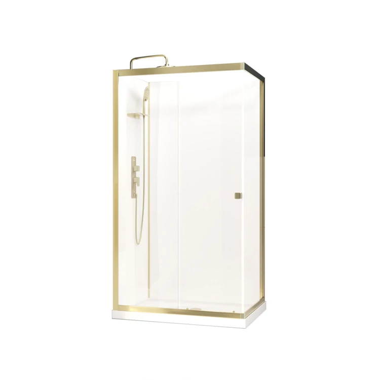 Cabine de douche rectangulaire avec receveur bas et porte coulissante