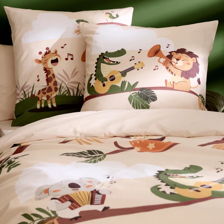 Housse de couette enfant percale de coton savane