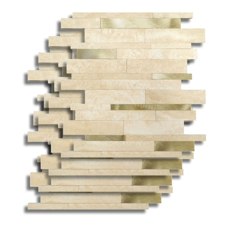 4er-Set selbstklebende 3D-Wanddekorationen mit Lamellenmuster