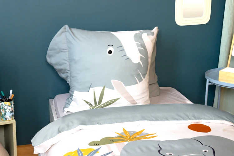 Set di biancheria da letto a elefante per bambini, 2 pezzi, copertina e federa