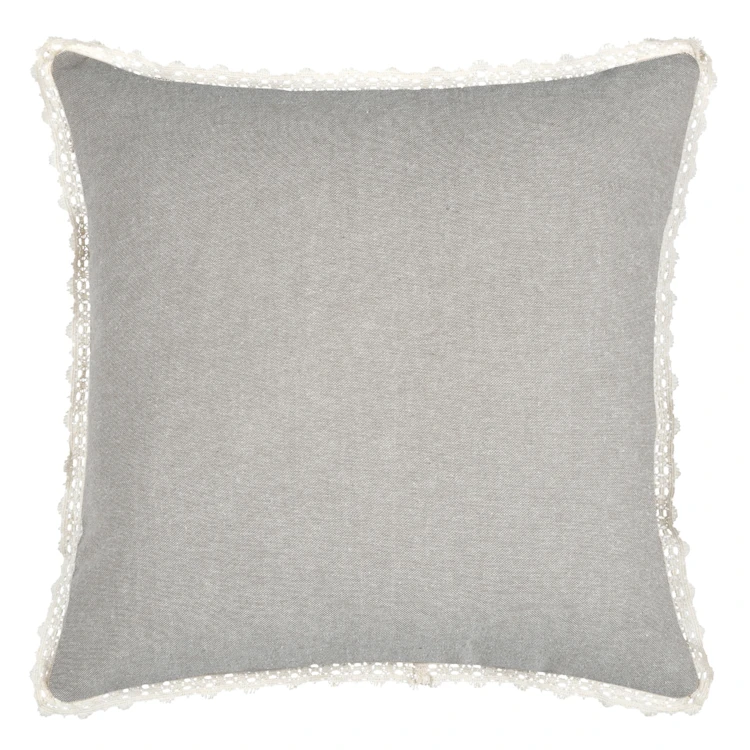Coussin décoratif 100% coton finition dentelle