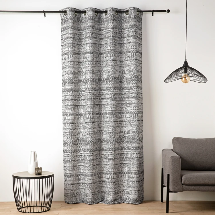Rideau jacquard texturé inspiration minérale à oeillets