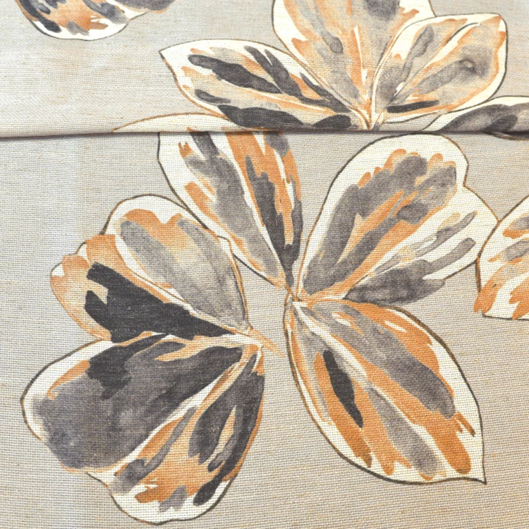 Vorhang aus Poly-Leinen mit aquarellfarbenem Blumenmuster