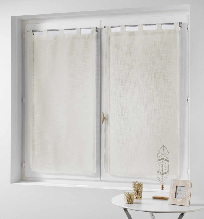 Par de cortinas transparentes efecto lino