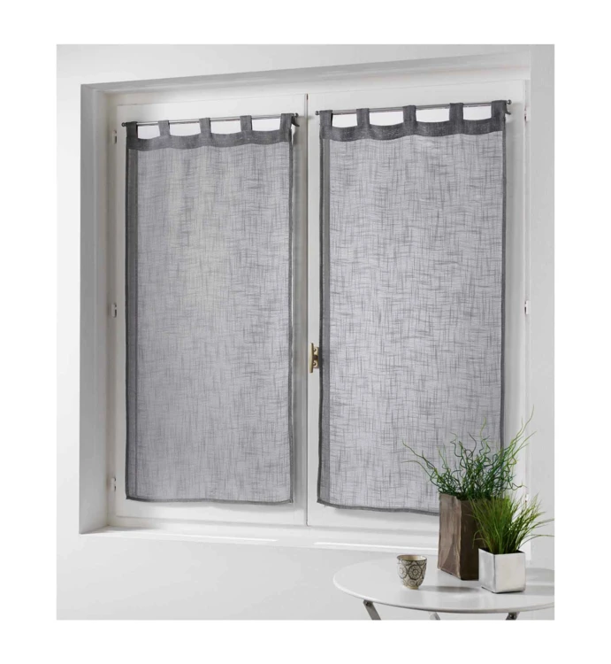 Par de cortinas transparentes efecto lino