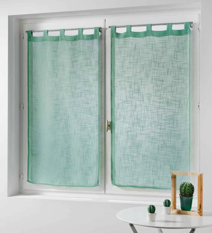 Par de cortinas transparentes efecto lino