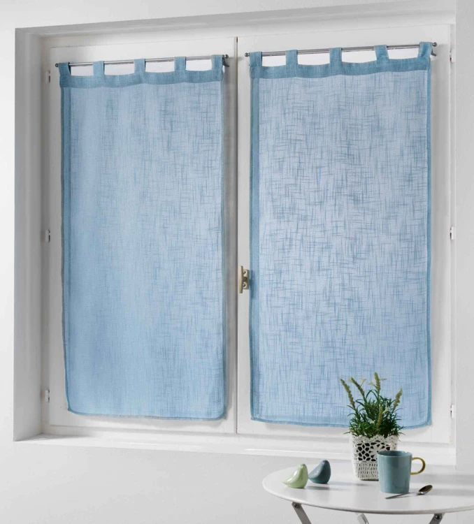Par de cortinas transparentes efecto lino