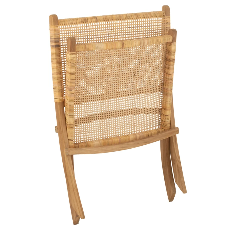 Chaise pliante bois de teck et rotin