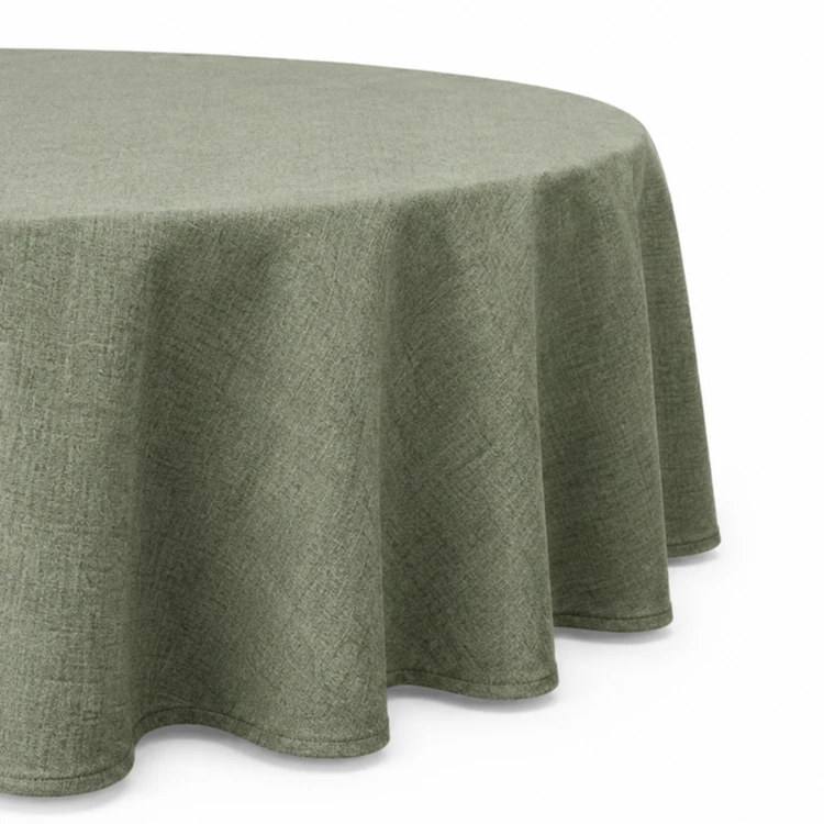Nappe ronde en polycoton enduit anti-tache unie