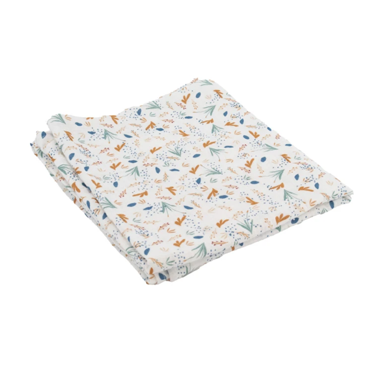 Maxi lange bébé en mousseline motif végétal