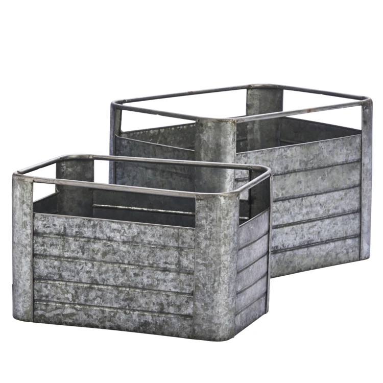 Lot de 2 caisses fer galvanisé MADAM STOLTZ