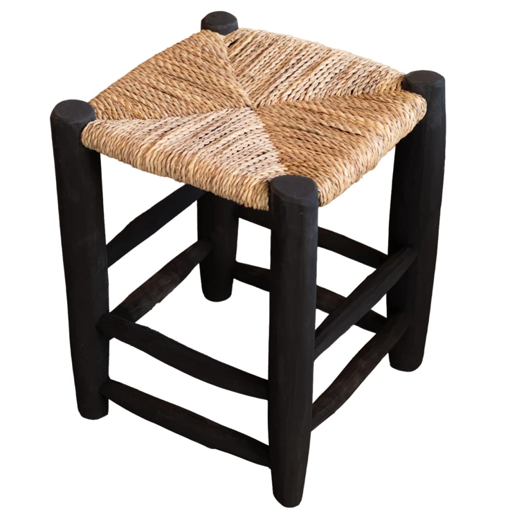 Tabouret marocain noir en bois
