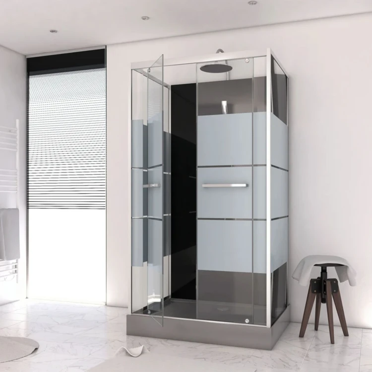 Cabine de douche avec portes sérigraphiées