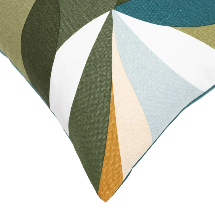 Coussin polycoton motif feuilles graphiques