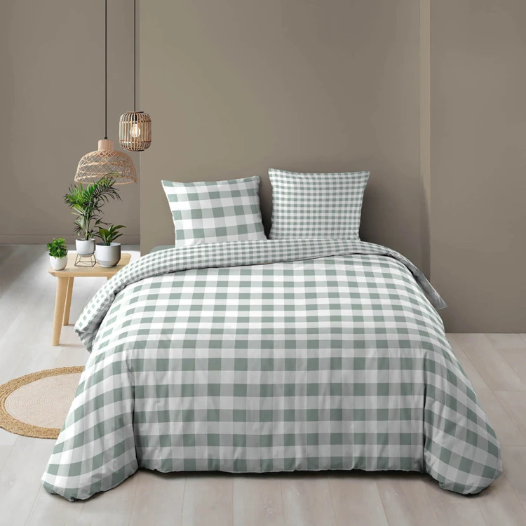 Juego de cama de 3 piezas de algodón a cuadros funda + fundas de almohada