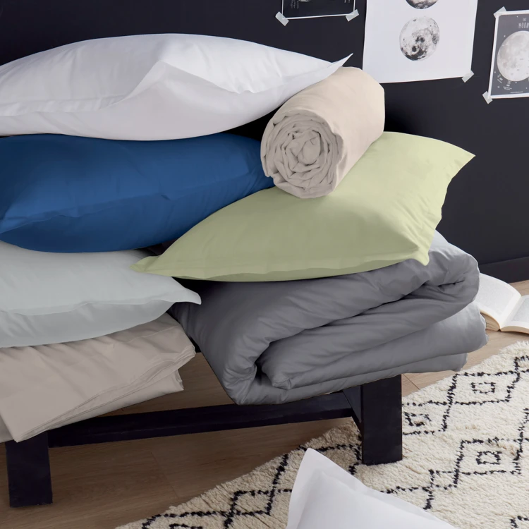 Drap-housse uni en satin de coton