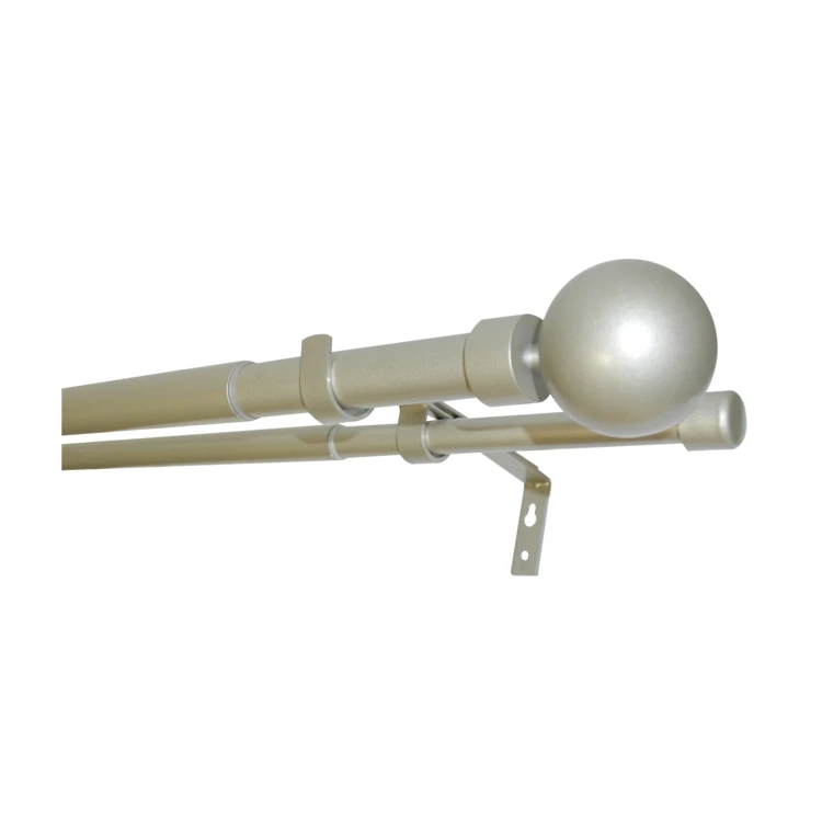 Kit double tringle à rideaux extensible embouts boule D28-19mm