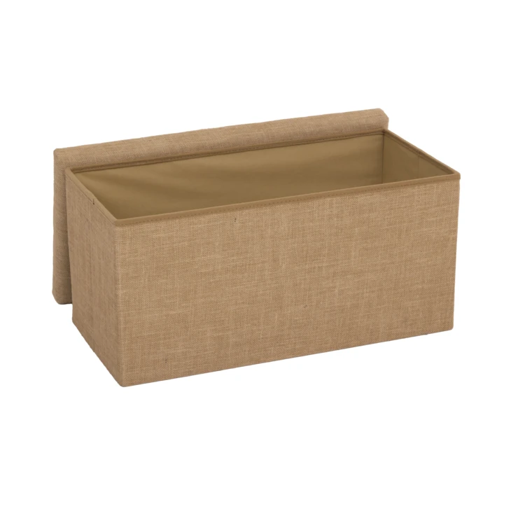 Pouf de rangement pliant toile de jute