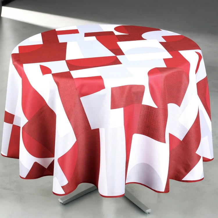 Runde fleckenabweisende Tischdecke mit geometrischem Design