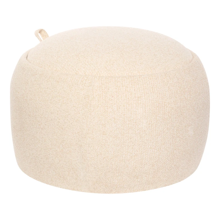 Pouf coffre rond en bois bouclette