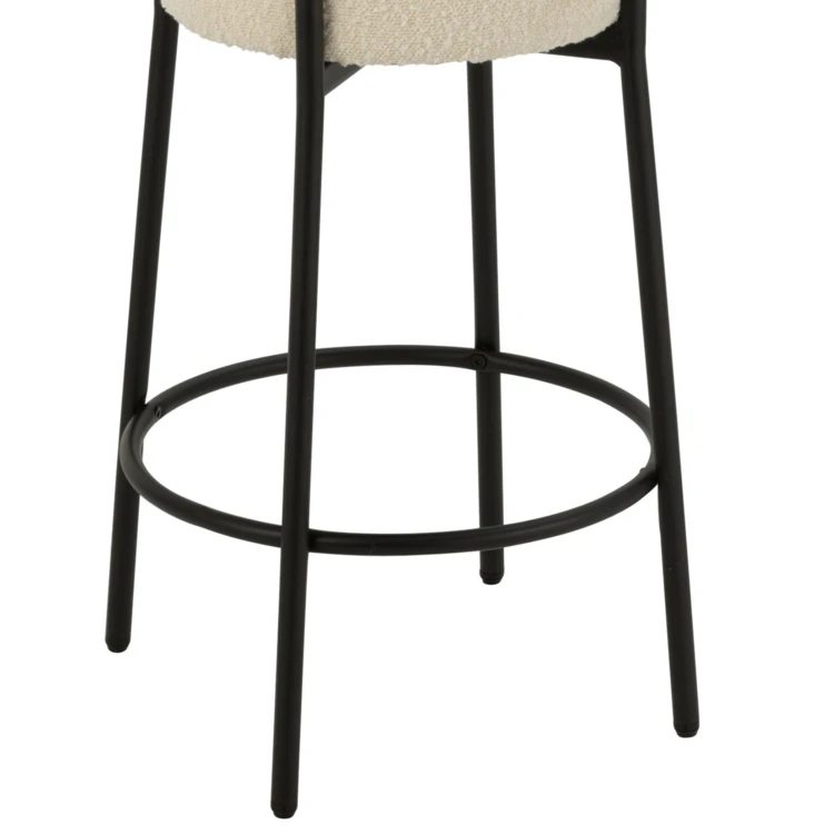 Barhocker aus Bouclé-Stoff und Metall