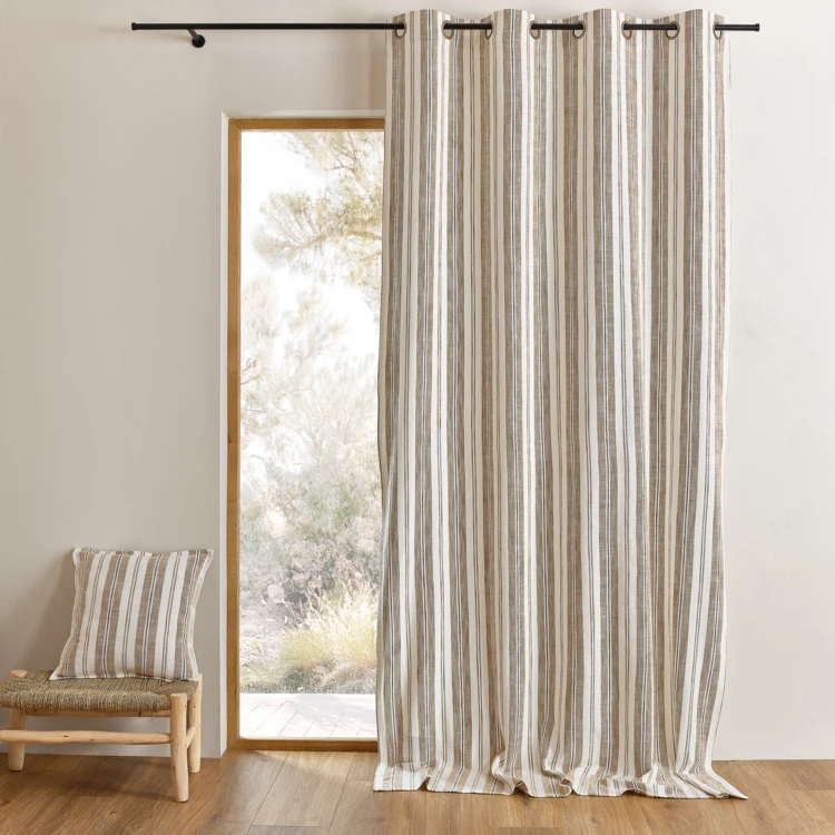 Cortina mosquitera a rayas de algodón flameado