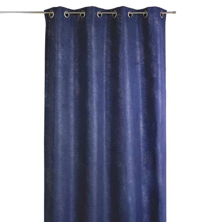 Cortina em suédine estampada com reflexos prateados