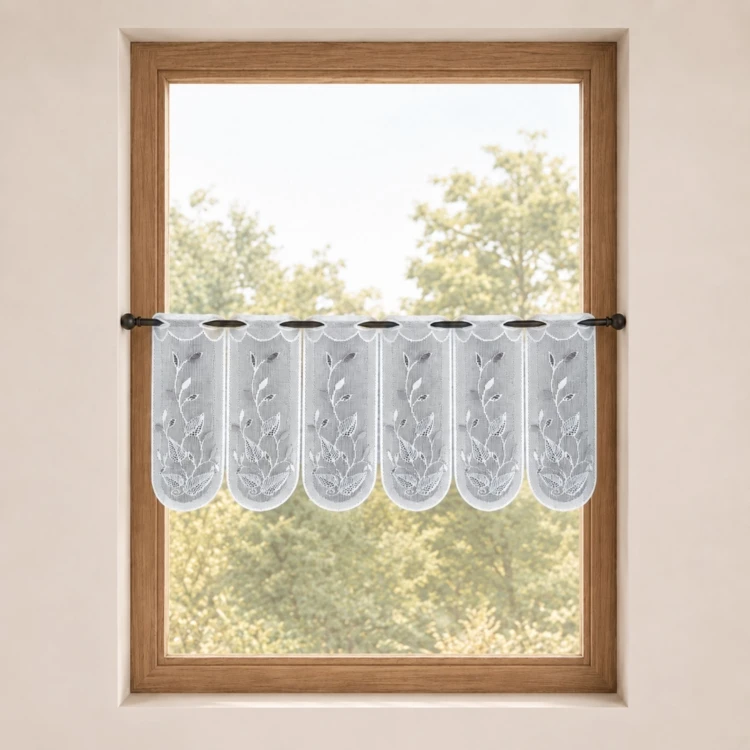 Brise-bise brodé à motifs feuillages