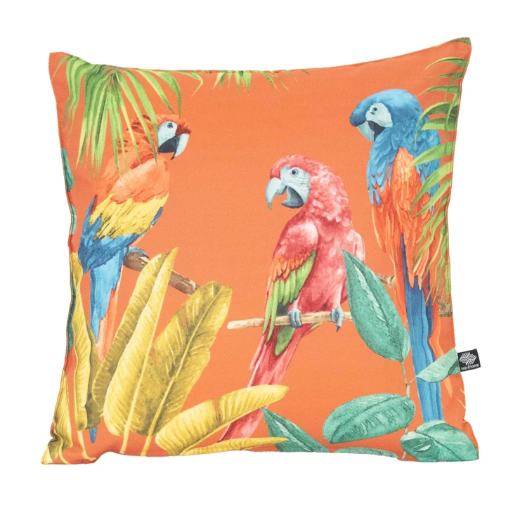 Coussin outdoor imprimé perroquets