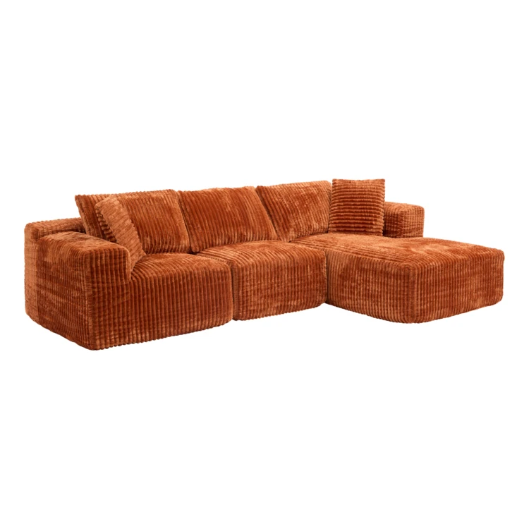3-Sitzer-Ecksofa aus geripptem Stoff