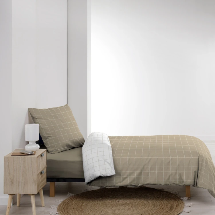 Juego de cama de 2 piezas reversible de algodón con estampado de cuadros + funda de almohada