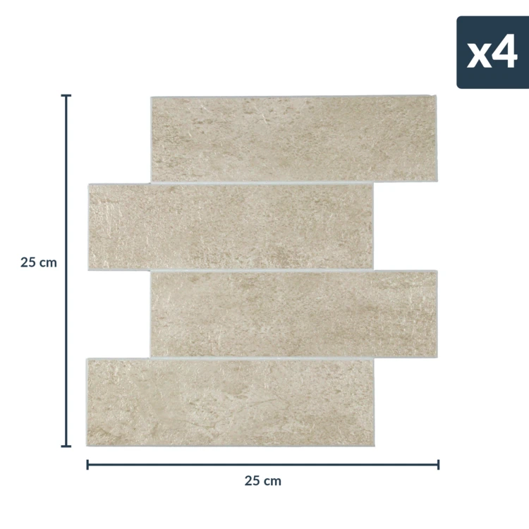 Lot de 4 crédences adhésives murales 3D effet pierre