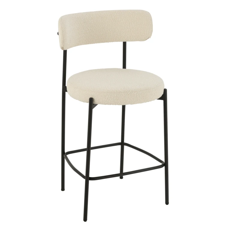 Barhocker aus Metall mit Bouclé-Stoff