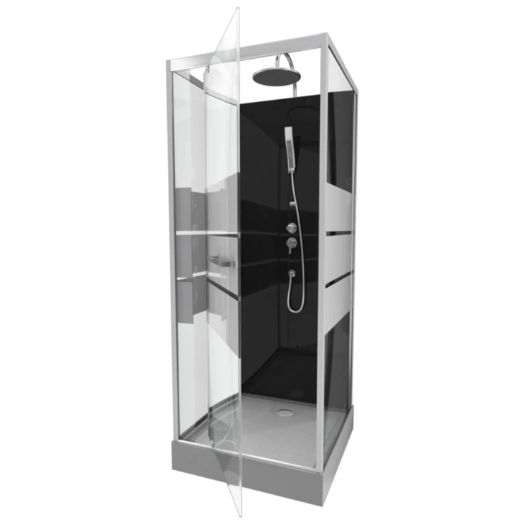 Cabine de douche carrée avec verre sérigraphié
