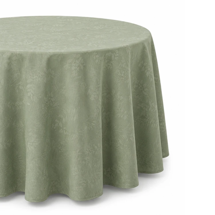 Runde Tischdecke aus Poly-Baumwolle mit Jacquard-Muster und fleckabweisender Beschichtung
